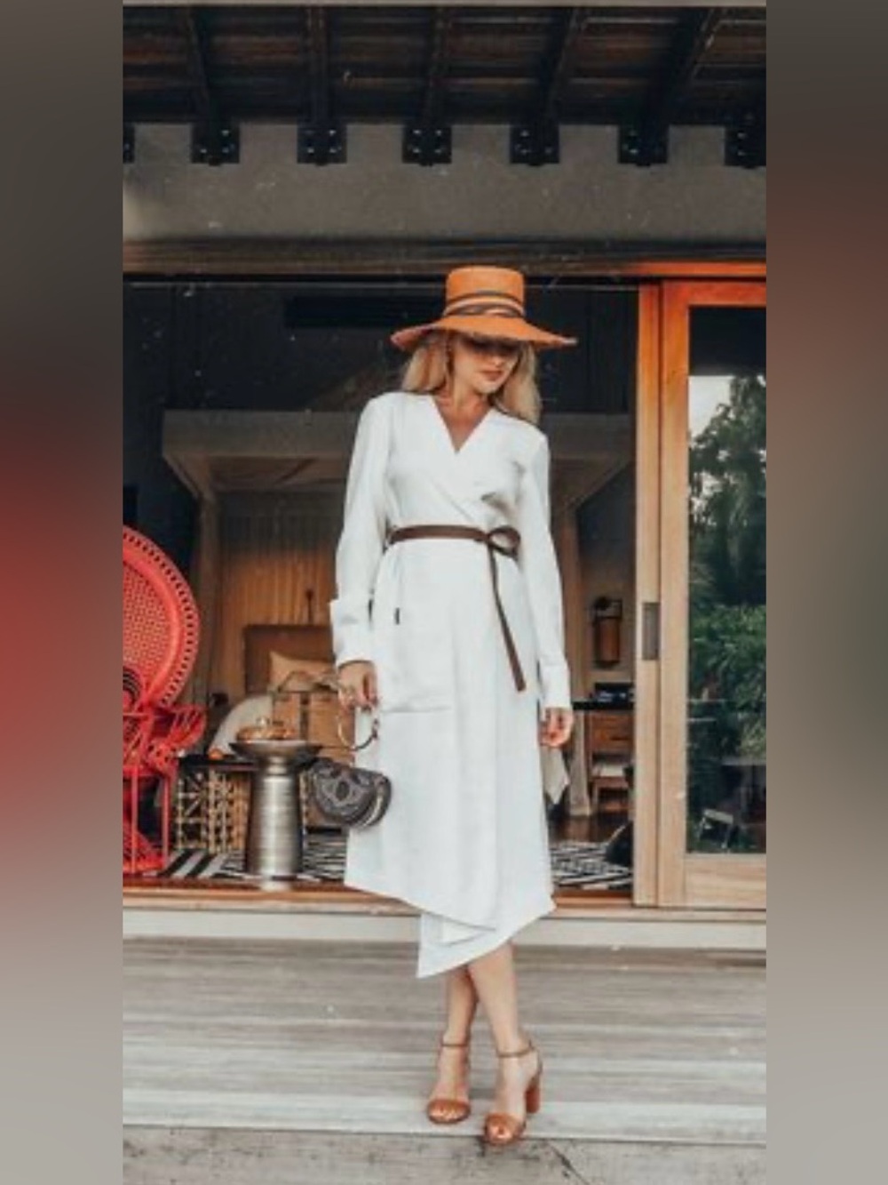 TIBI Drape Twill Wrap Dress in White - Picture 16 of 16
